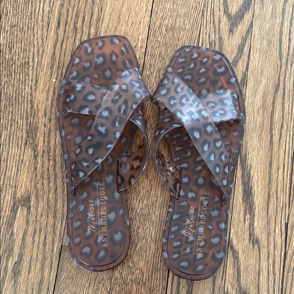 Anthropologie Brown Leopard Print Women's Sandals